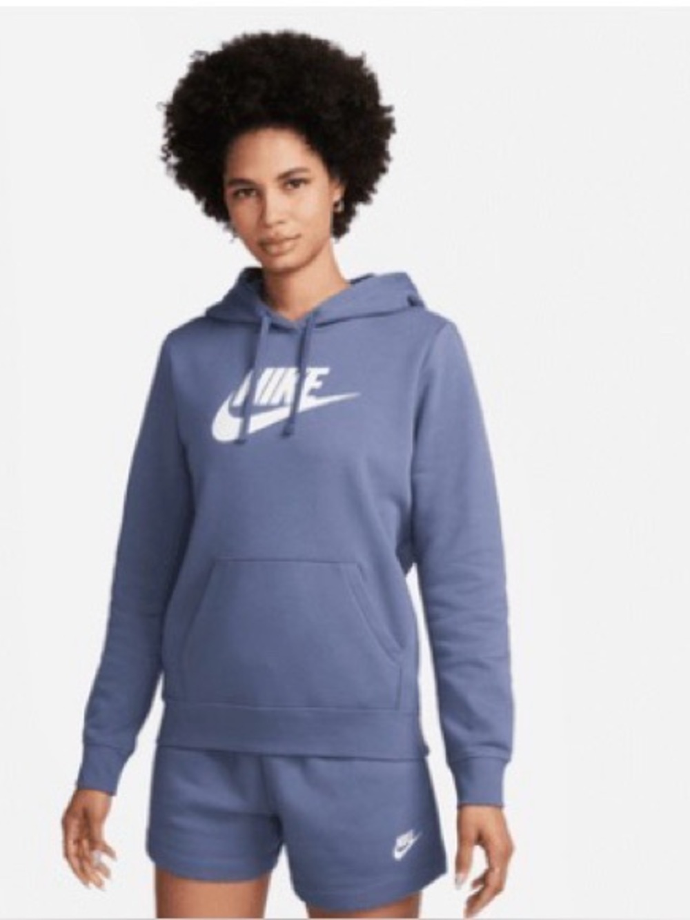 Nike Women's Dusty Blue Pullover Hoodie with White Logo